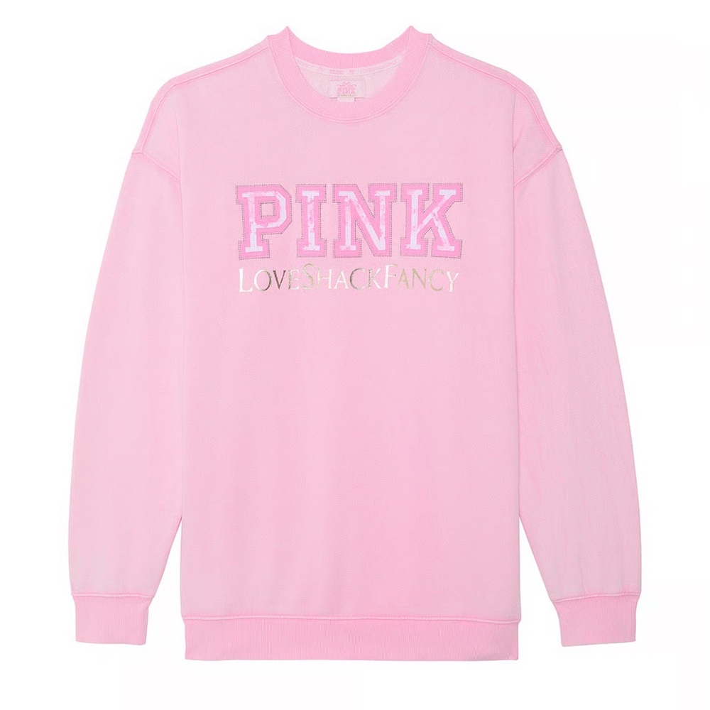PINK X LOVESHACKFANCY OVERSIZED CREW SWEATSHIRT SIZE M